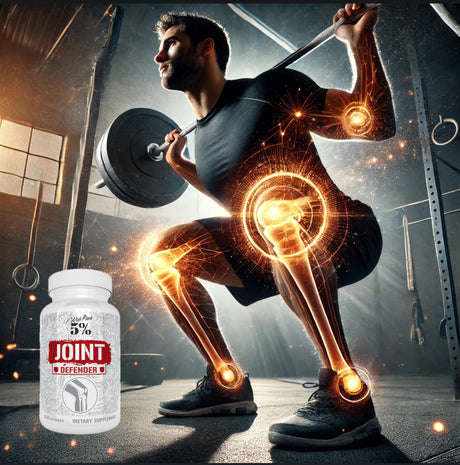 Man lifting weights joint defender product on the ground