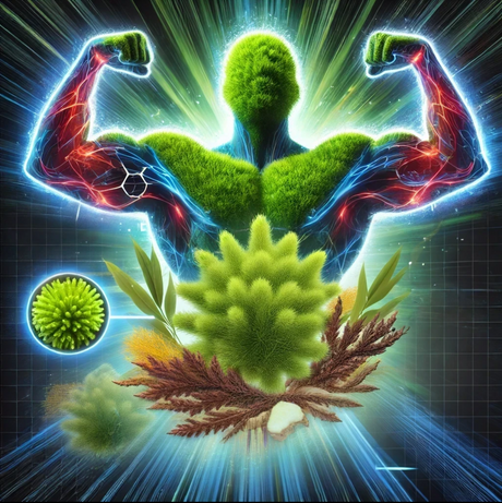 Sea moss fit person flexing muscles