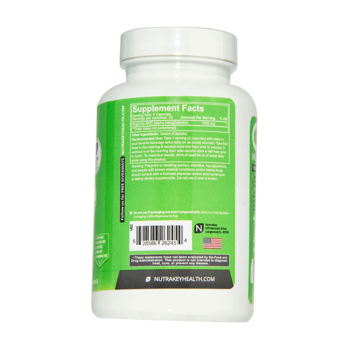 Arginine by Nutrakey Supp Facts - Muscle Factory