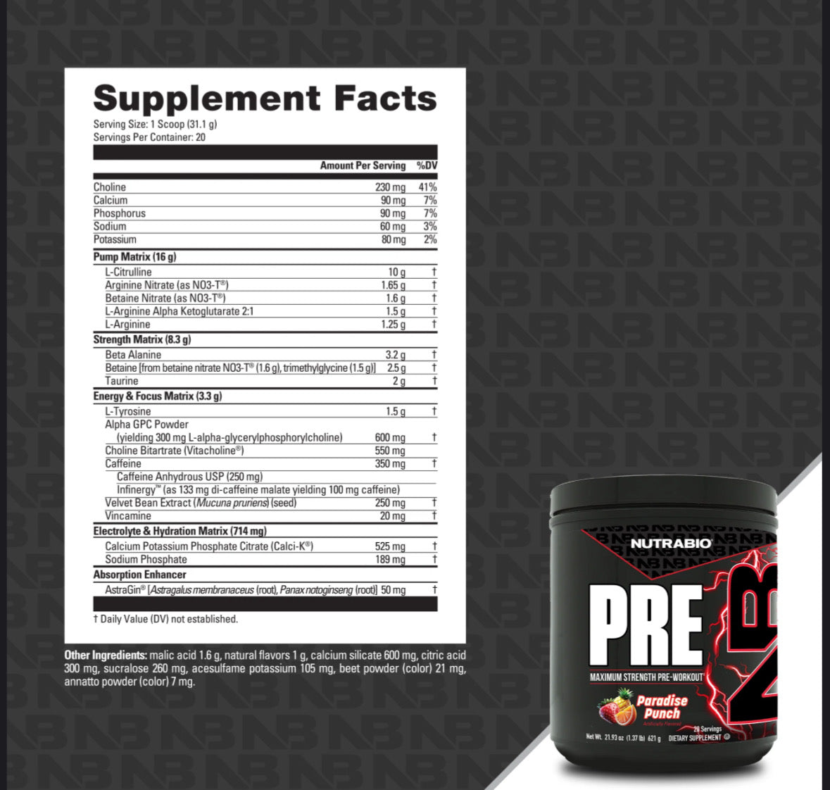 NutraBio PRE Workout Powder – Clinically Dosed Pre-Workout for Energy, Focus & Pump