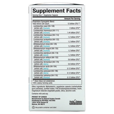 Natural Factors Ultimate Probiotics Supp Facts - Muscle Factory