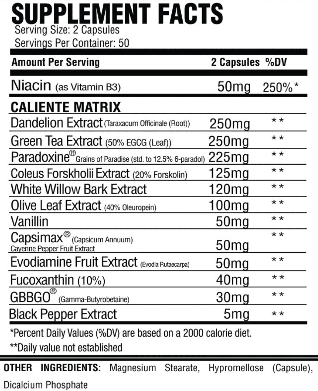 CALIENTE NON-STIM FAT BURNER - Muscle Factory, LLC