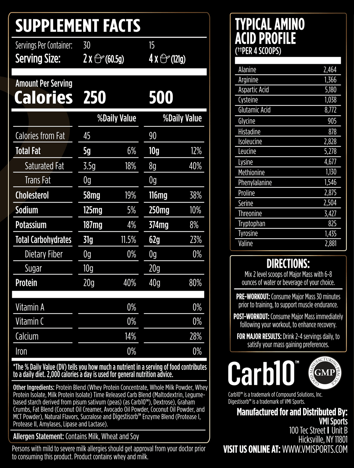MAJOR MASS™ Lean Mass Gainer - Muscle Factory, LLC