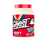 Ghost Nutter Butter whey protein container on a white background