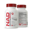 Front view of NAD MAX+ supplement bottle by Metabolic Nutrition, featuring 450mg NAD per capsule.